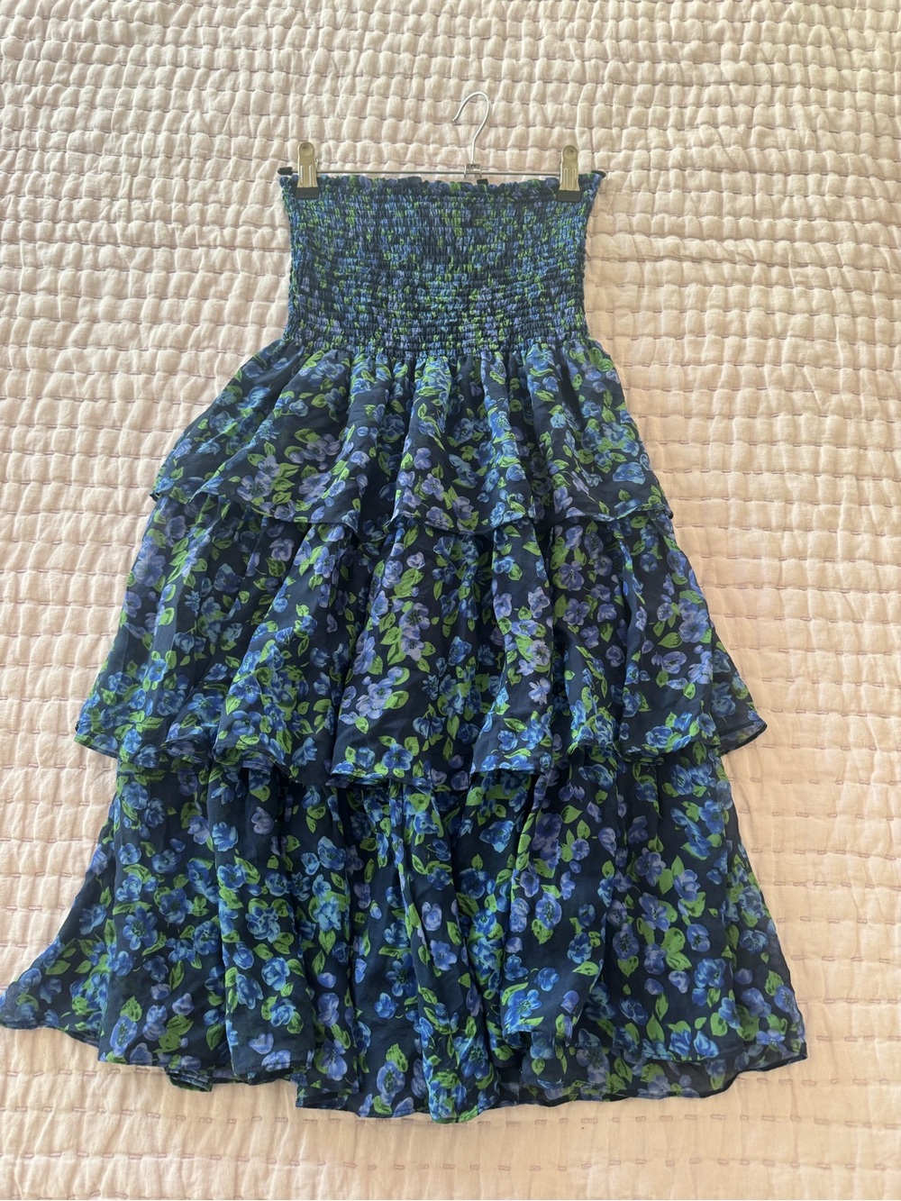 The Kooples Blue Floral Tiered Dress